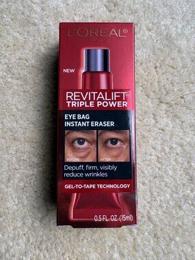 L'Oréal Paris Revitalift Triple Power Eye Bag Instant Eraser Gel 0.5 fl oz - NEW